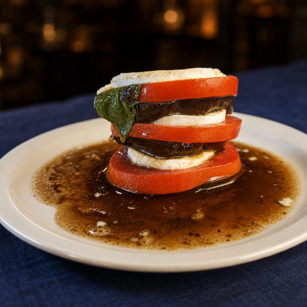 Mozzarella and Eggplant Napoleon.