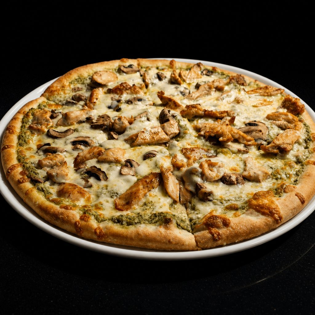 12" GF Crust Chicken Pesto Pizza.
